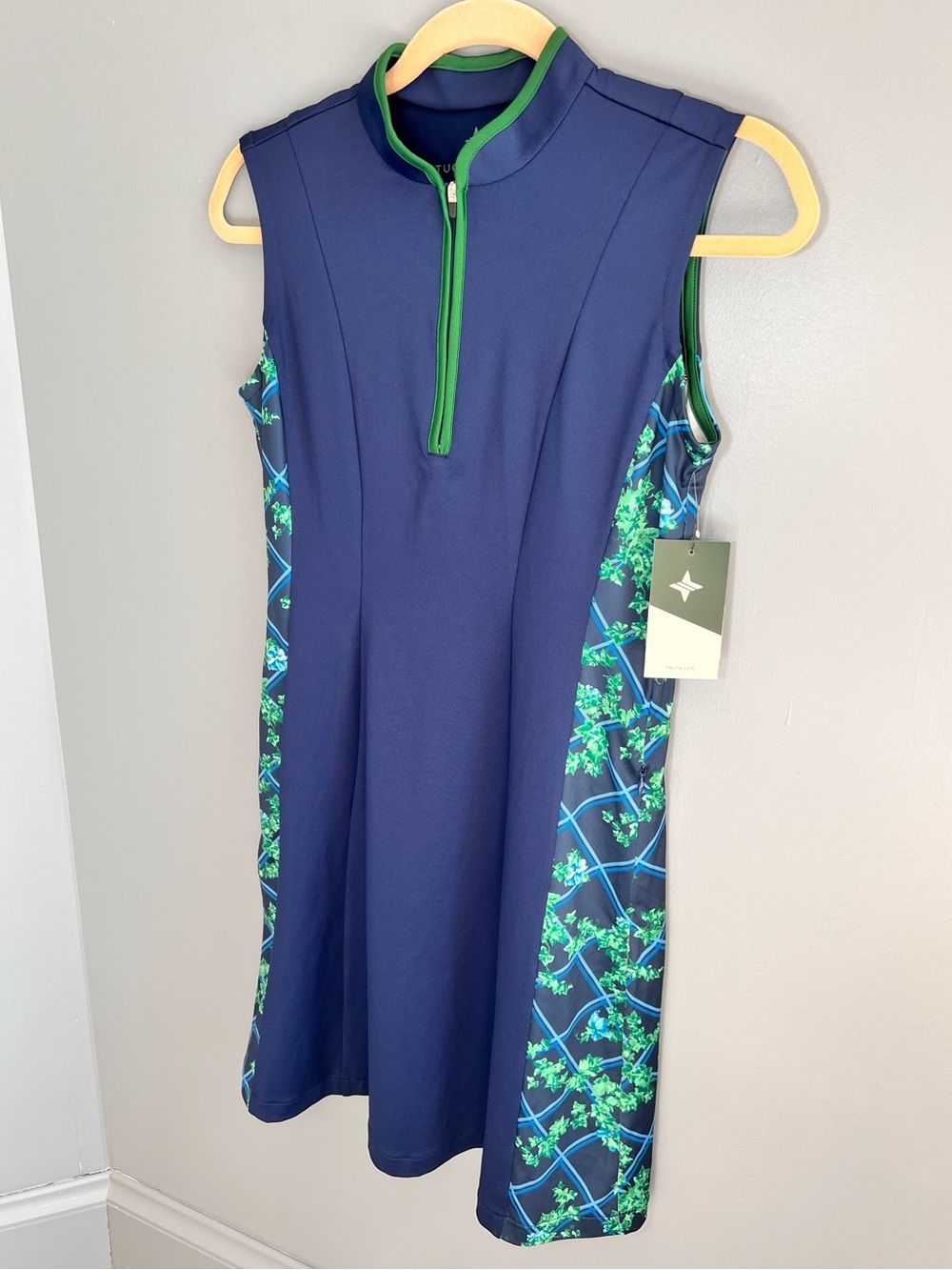 TUCKERNUCK Sport Roxana Half Zip Golf Tennis Dress Navy Vine Green NWT Small - Picture 14 of 16